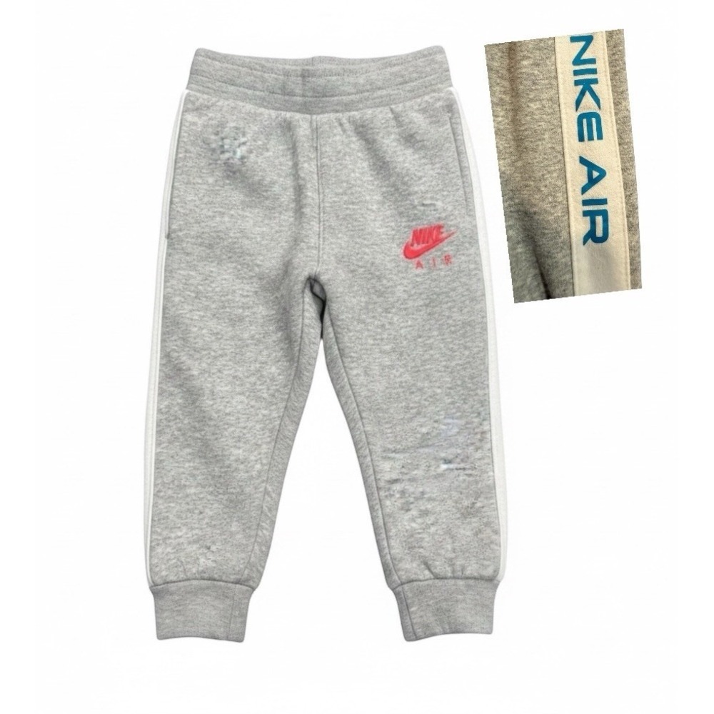 Nike Air Baby Jogger Sweatpants Gray Red Logo Swoosh White Side Stripe 12 Months